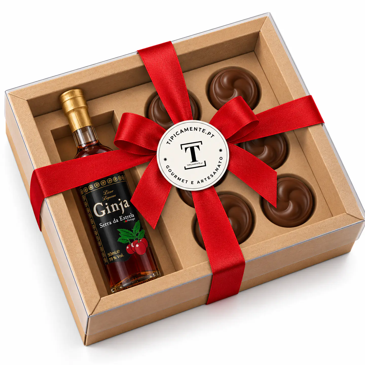 Caixa com Vinho do Porto e trufas de chocolate 6x 6