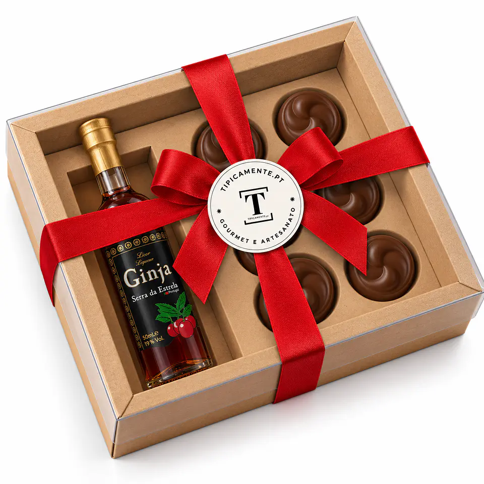 Caixa com Vinho do Porto e trufas de chocolate 6x 6