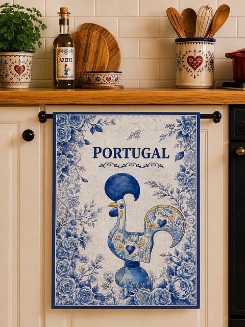 Pano de Prato - Galo de Barcelos em azulejos