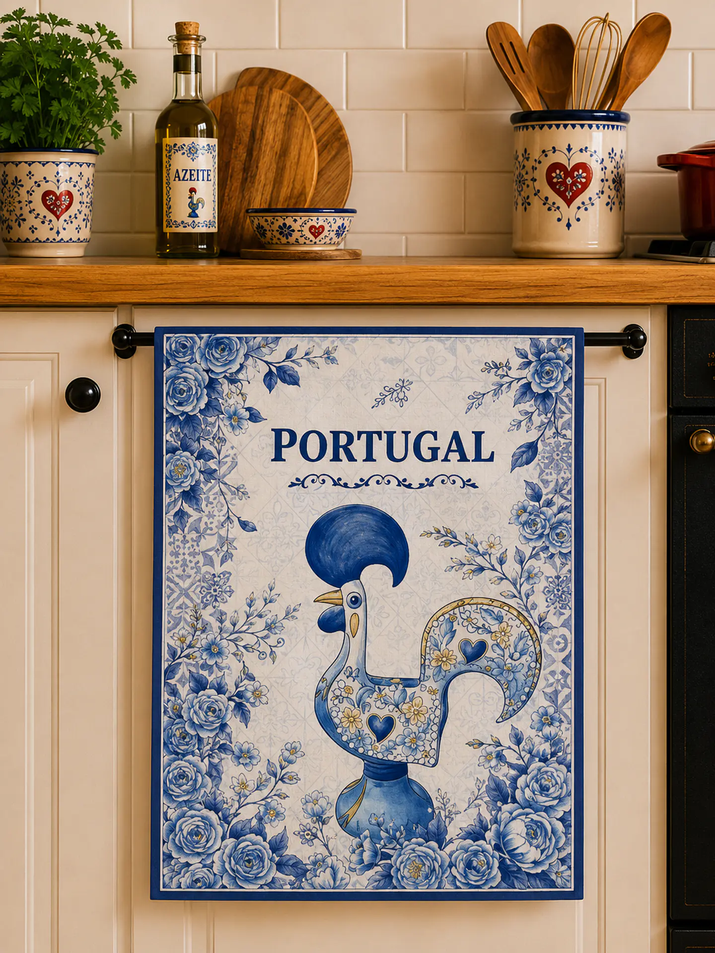 Pano de Prato - Galo de Barcelos em azulejos 1