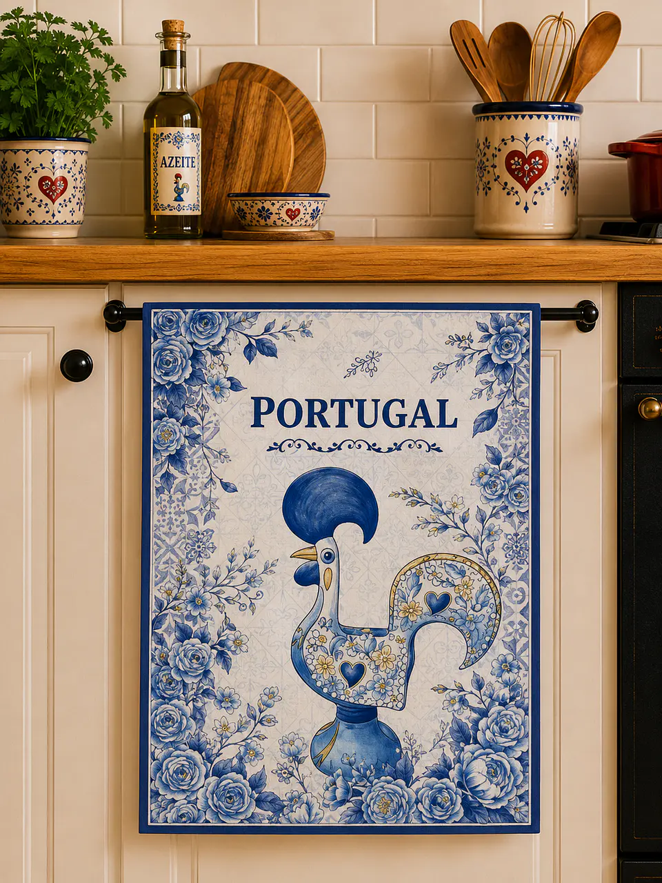 Pano de Prato - Galo de Barcelos em azulejos 1