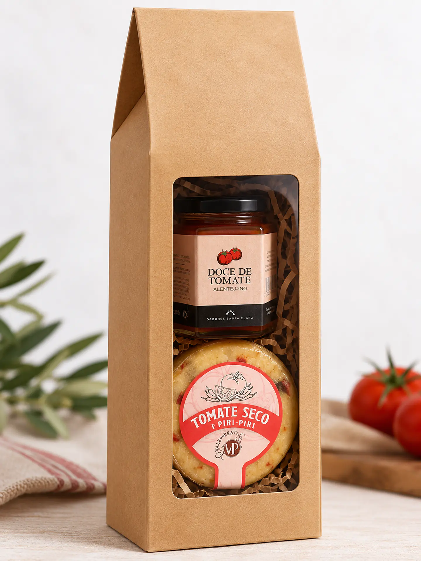 Cabaz compota de tomate e queijo em embalagem com janela 1