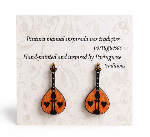 Brincos pintados à mão guitarra portuguesa Madeira