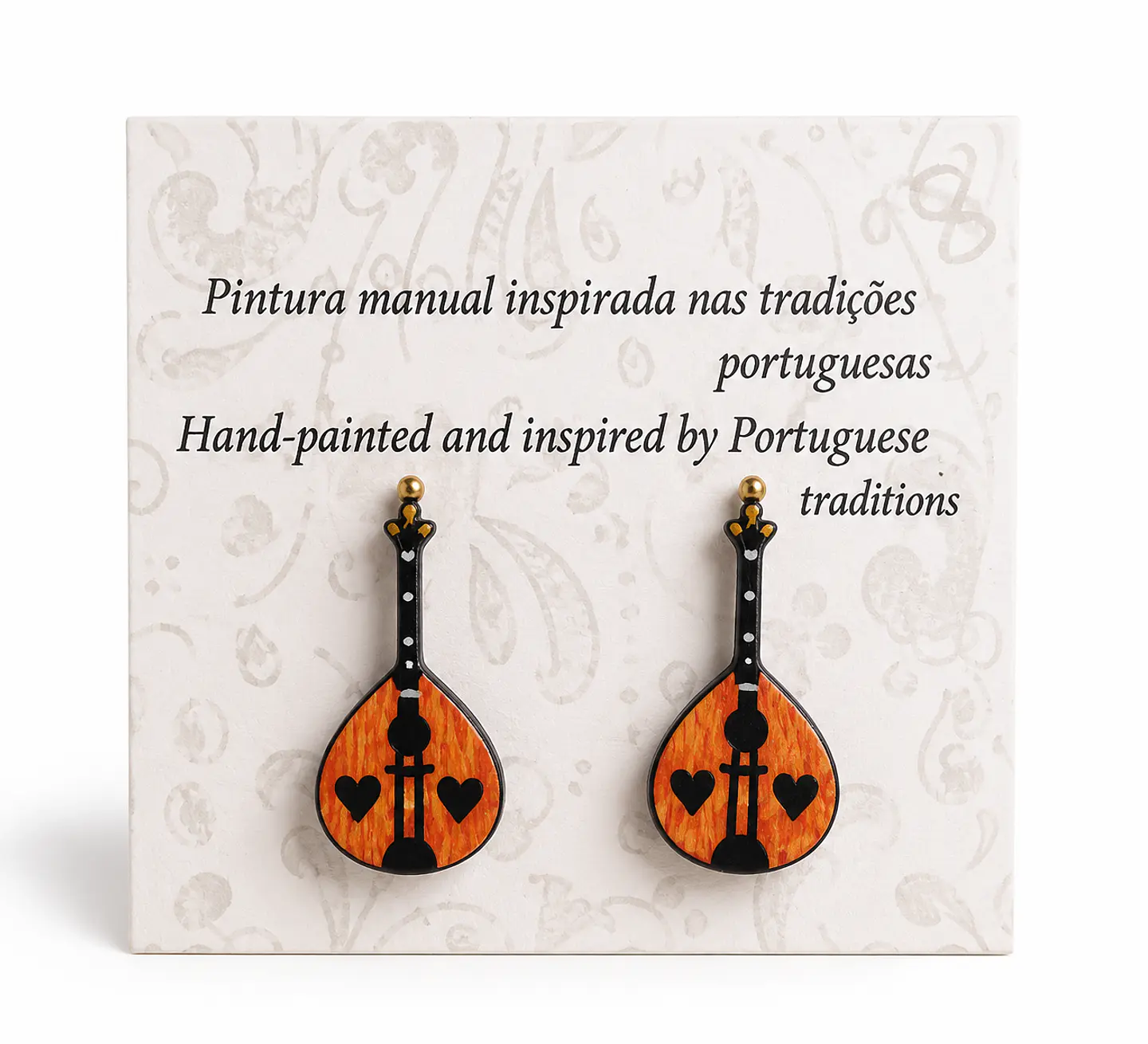 Brincos pintados à mão guitarra portuguesa Madeira 1