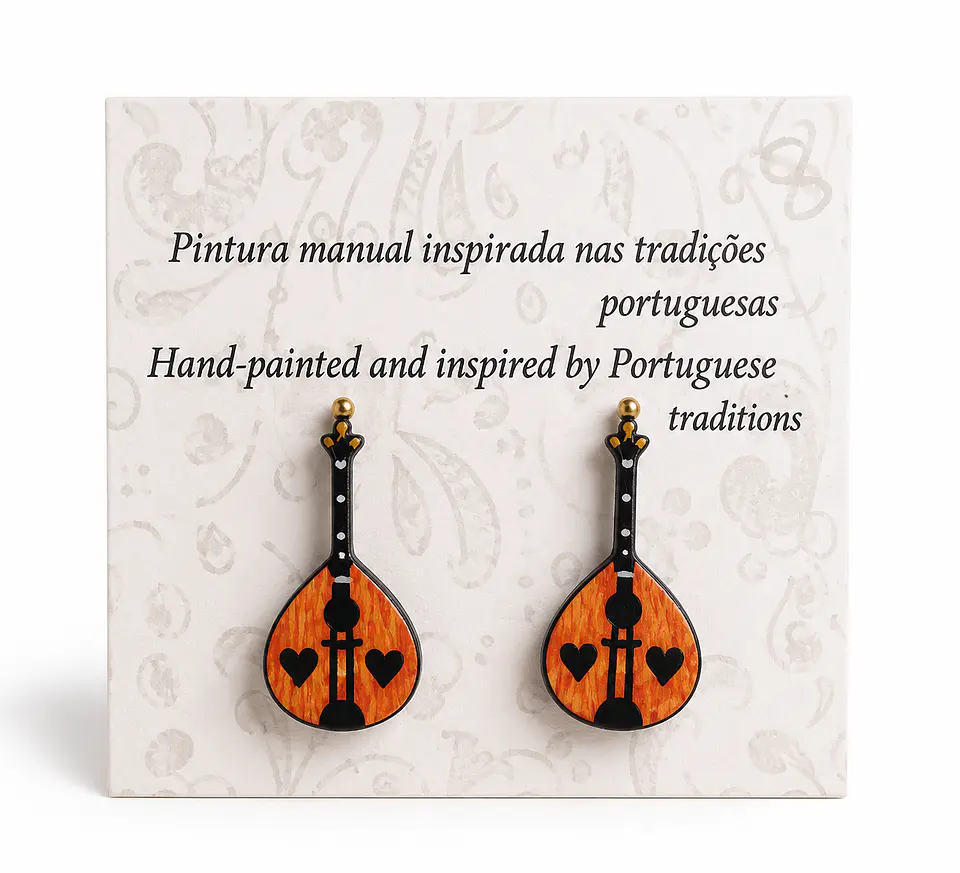 Brincos pintados à mão guitarra portuguesa Madeira 1