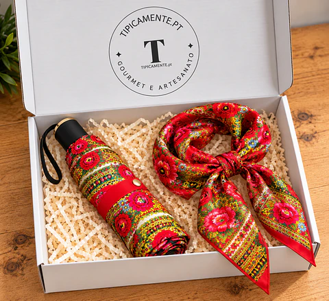 Scarf & Umbrella Gift Set – Portuguese Pattern