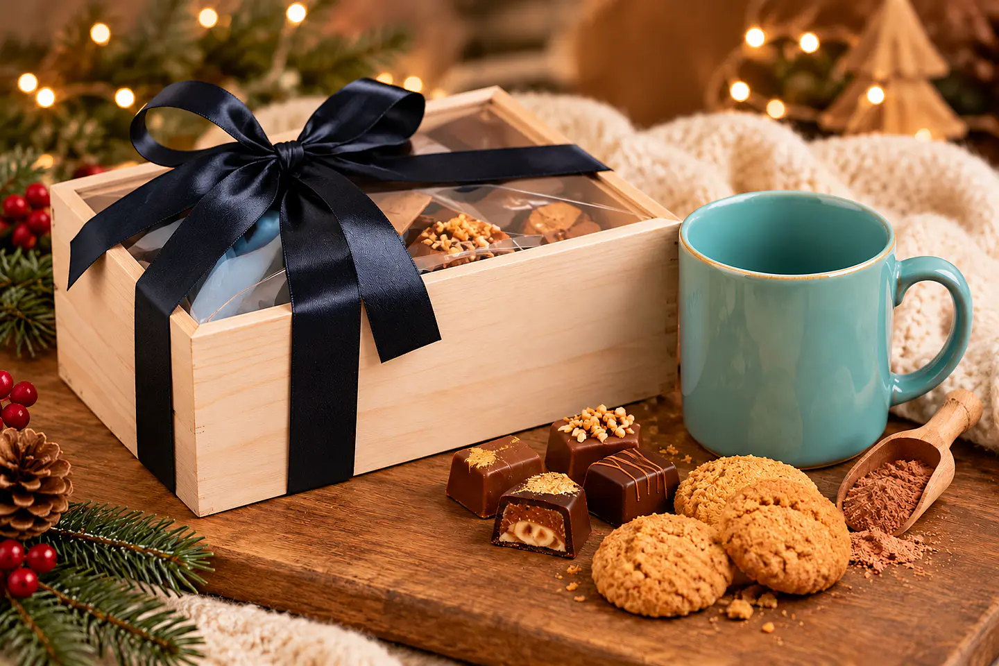 Kit Aconchego – Chocolate Quente e caixa de madeira 1