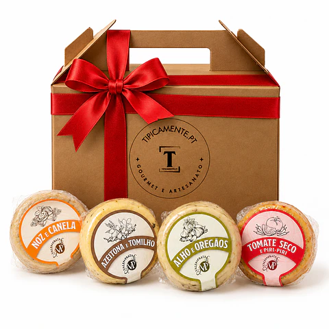 Cesta de 4 quesos aromatizados en caja gourmet