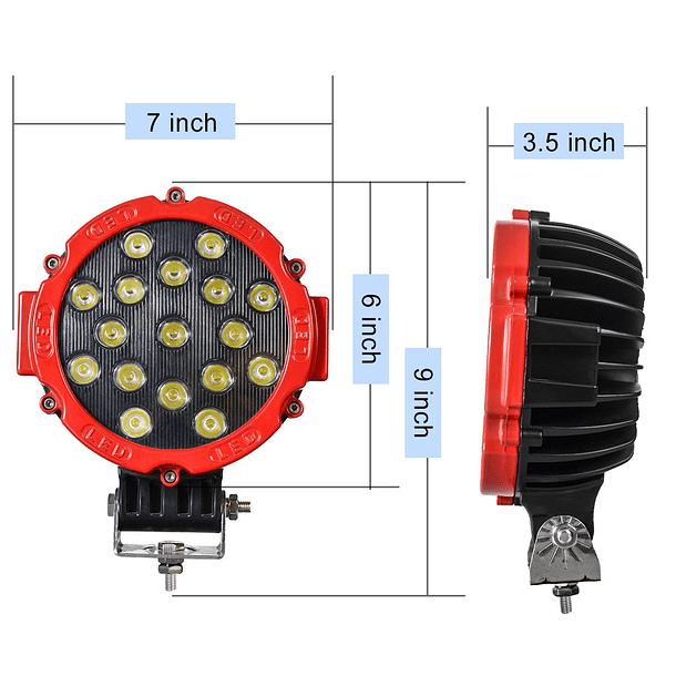 LED spot 7 "51W Cree  Offroad Camioneta, JEEP, ATV 4WD  iluminación 12V