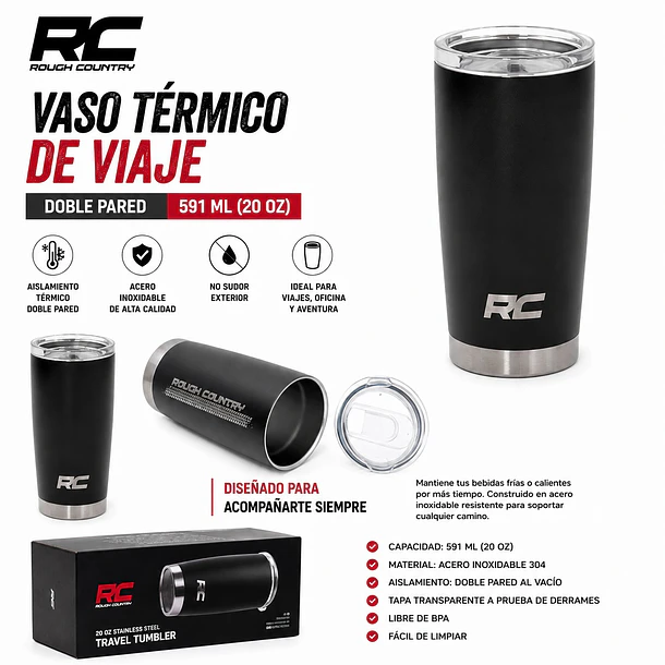 Vaso térmico Rough Country, doble pared, 591 ml (20 oz) 1