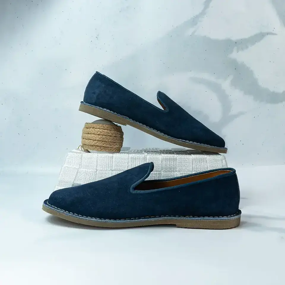 Alpargatas de Hombre en piel - Color azul marino 2