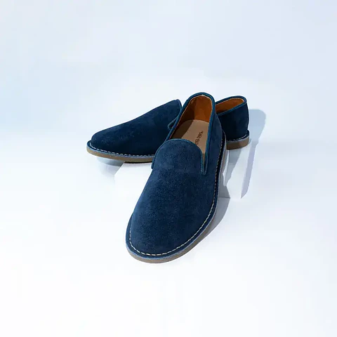 Men's leather espadrilles - Navy blue