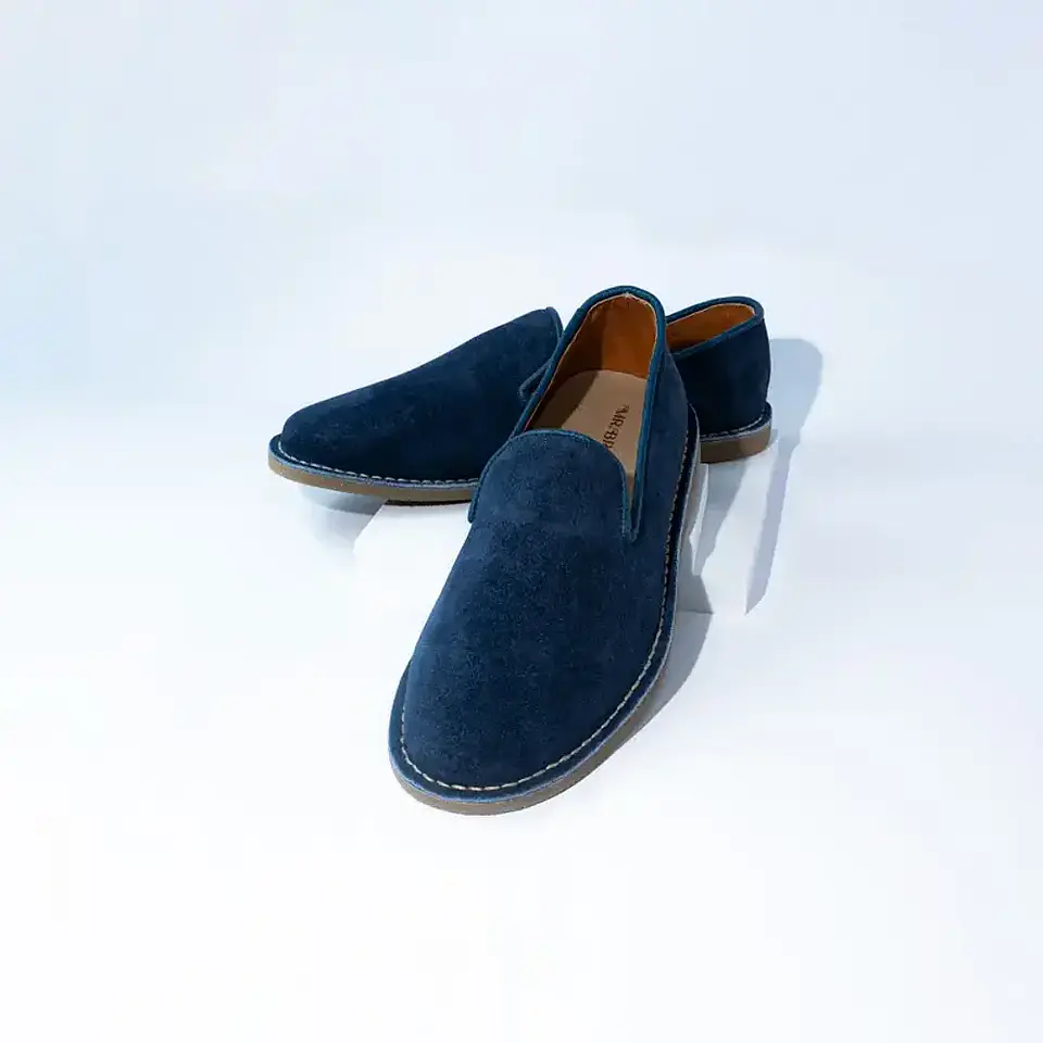 Alpargatas de Hombre en piel - Color azul marino 1