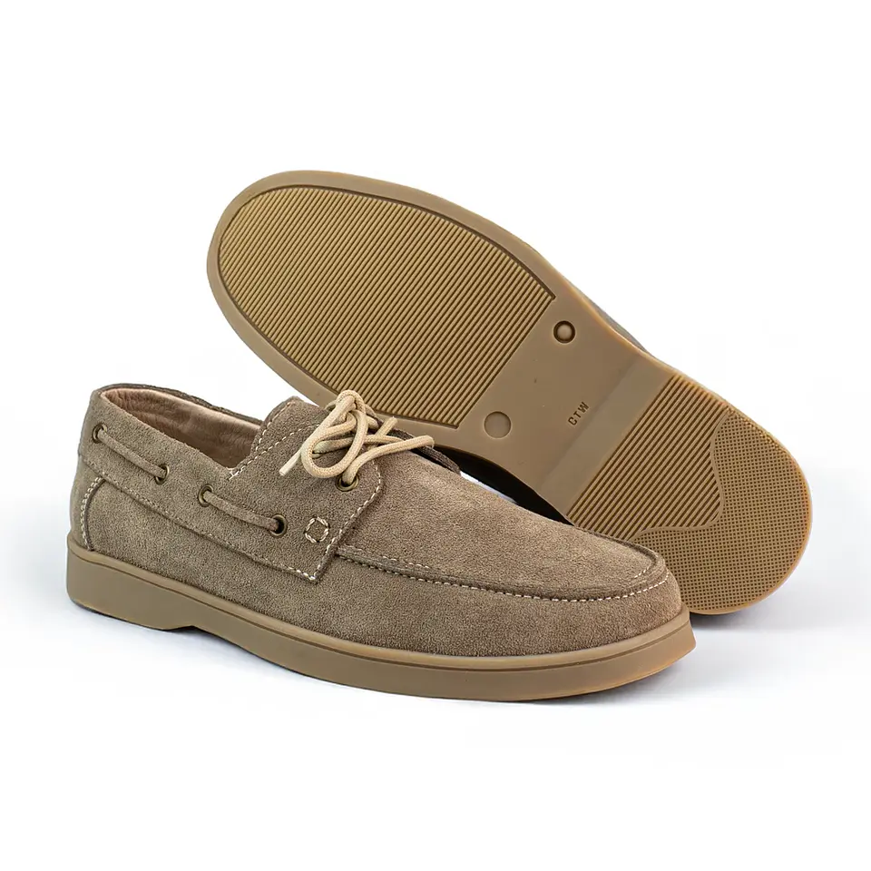 Kintyre Apache shoes in split leather - Beige color 2