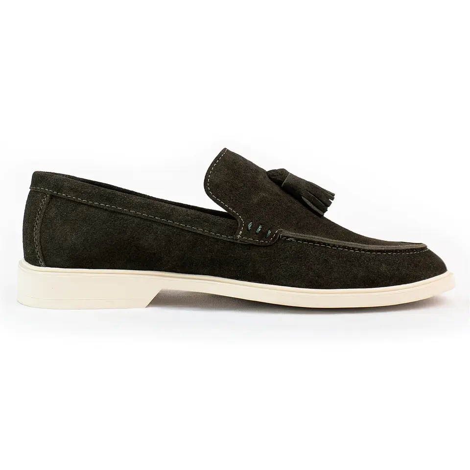 Mocasines para hombre en cuero carnaza - TARTÁN - Color verde 1