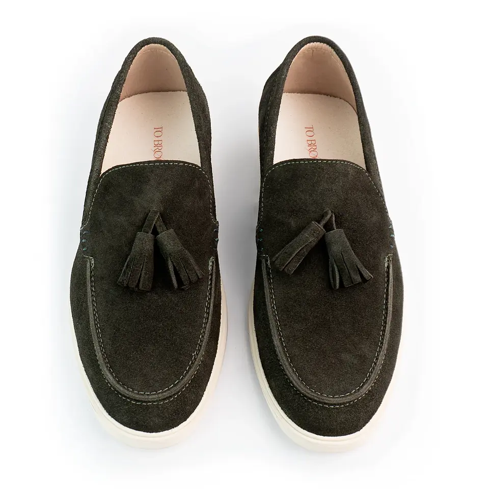 Mocasines para hombre en cuero carnaza - TARTÁN - Color verde 4