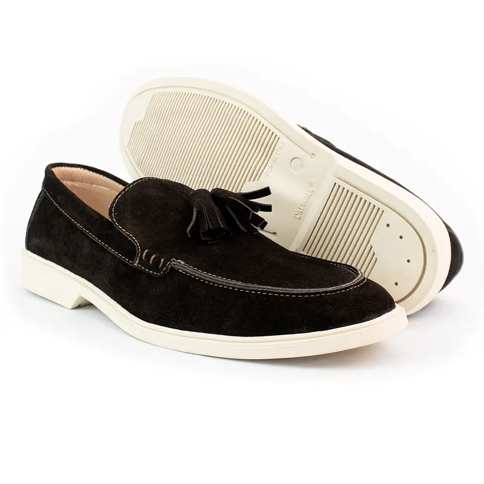 Mocasines para hombre en cuero carnaza - TARTÁN - Color chocolate 3