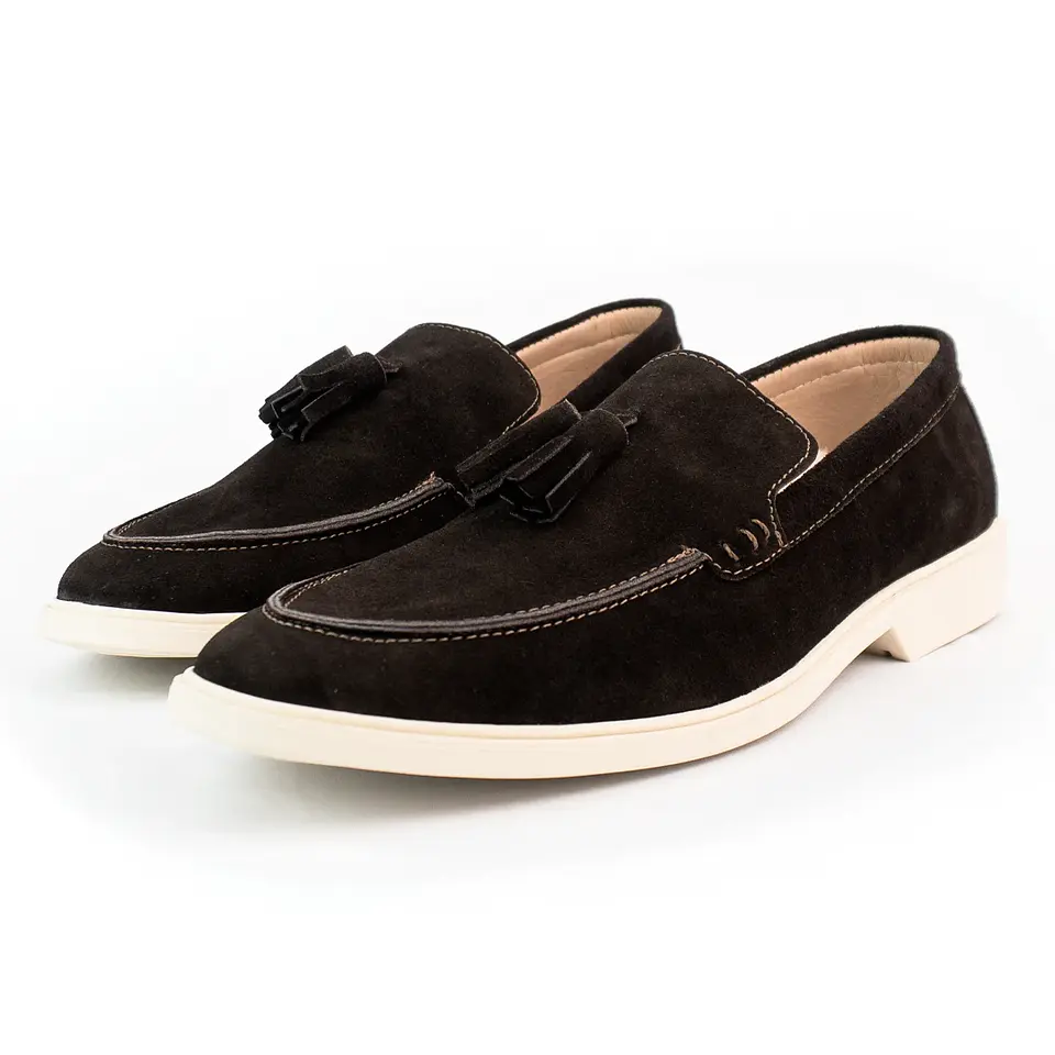 Mocasines para hombre en cuero carnaza - TARTÁN - Color chocolate 4