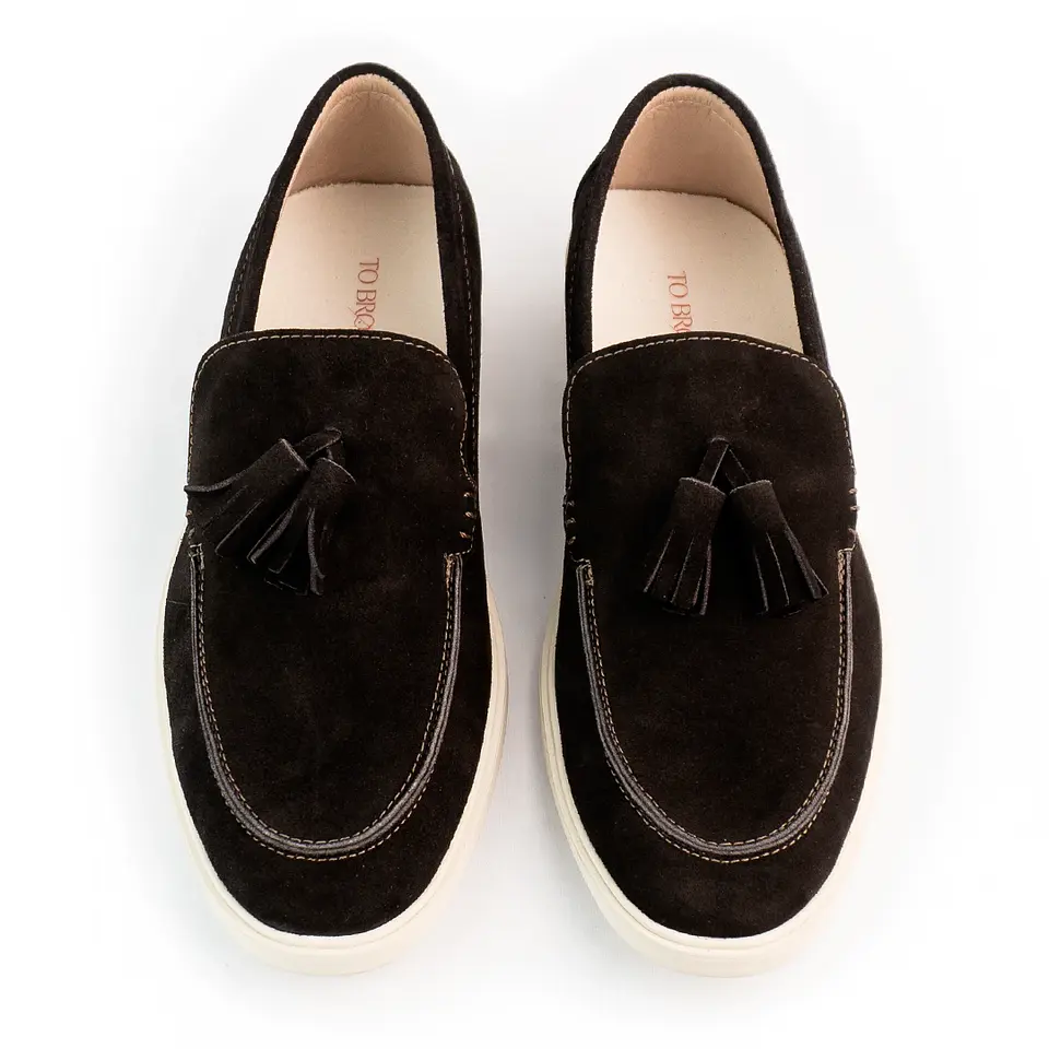 Mocasines para hombre en cuero carnaza - TARTÁN - Color chocolate 5