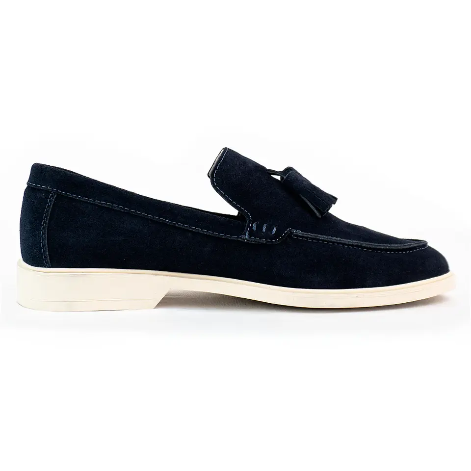 Men's Leather Loafers - Tartan - Blue 1