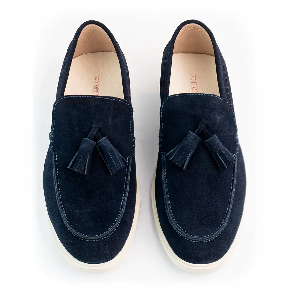 Men's Leather Loafers - Tartan - Blue 5