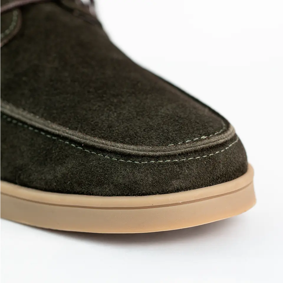 Zapatos apache Kintyre en cuero carnaza - Color verde oliva 4