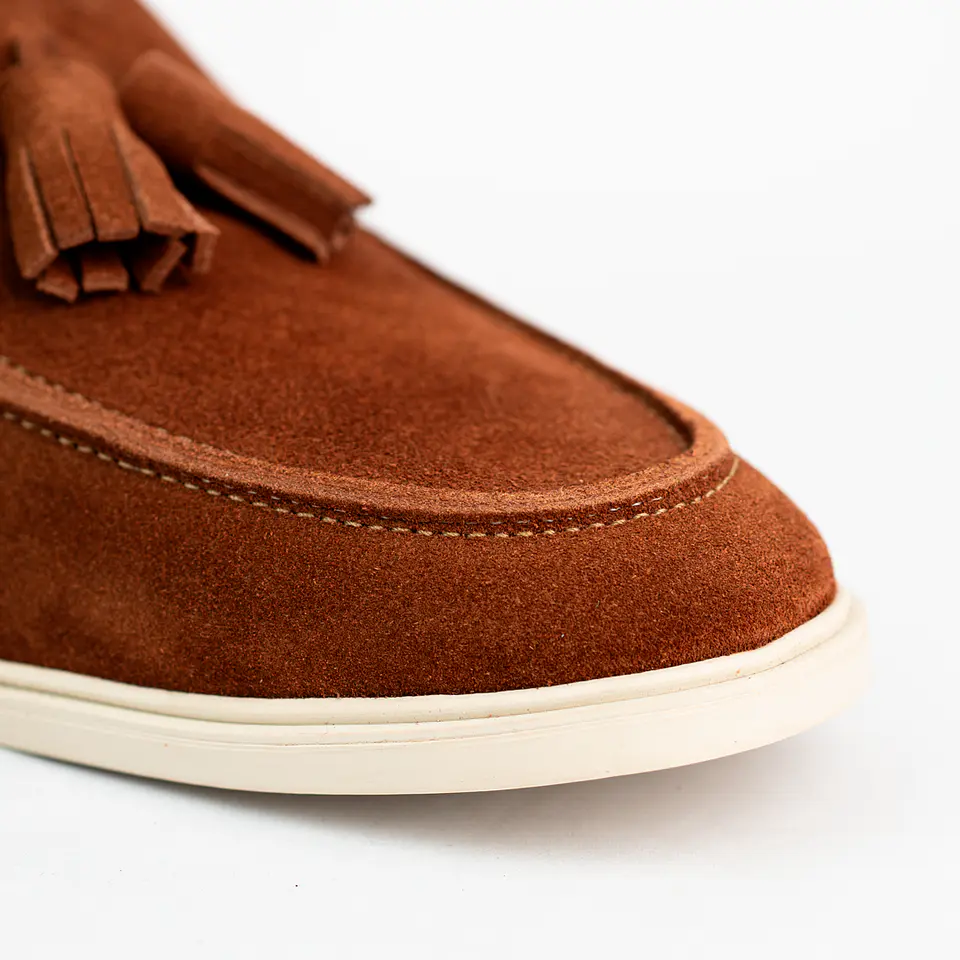 Men's suede leather loafers - TARTAN - Terracotta color 4