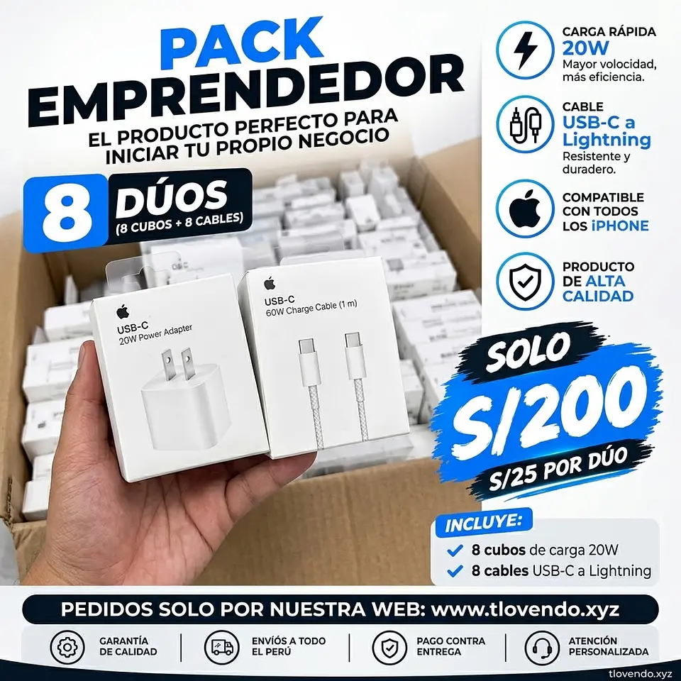 Pack Emprendedor 4 Cubos + 4 cables C a lighting 1