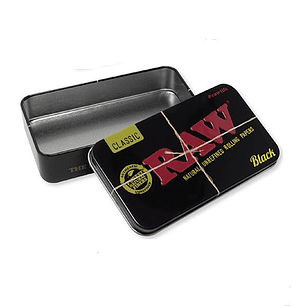 CAJITA METALICA RAW BLACK RECTANGULAR