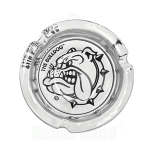 CENICERO BULLDOG DE VIDRIO BLANCO Y NEGRO