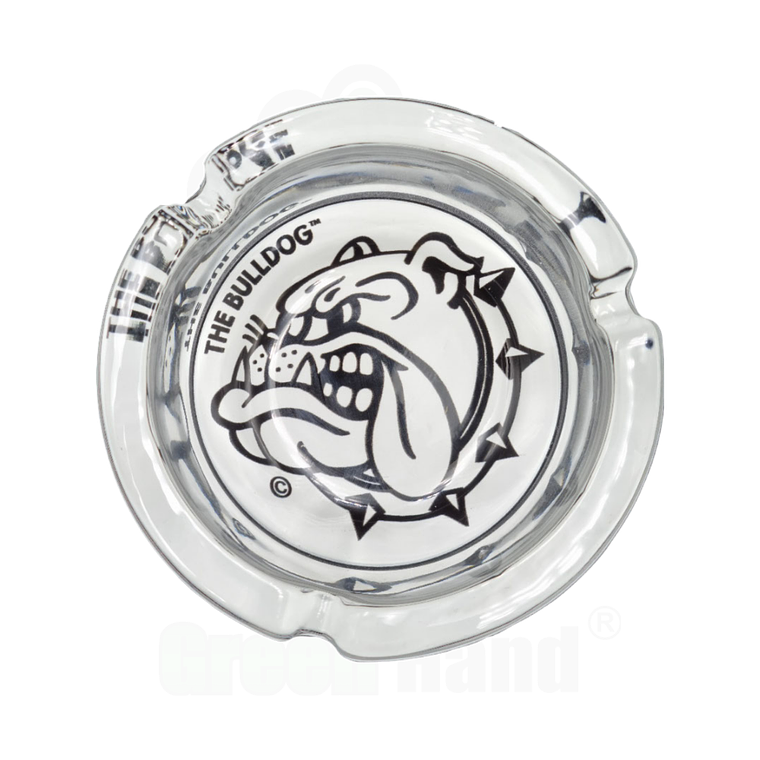 CENICERO BULLDOG DE VIDRIO BLANCO Y NEGRO 1