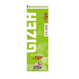 PAPELILLOS GIZEH VERDE 1 1/4 EXTRA FINE + TIPS