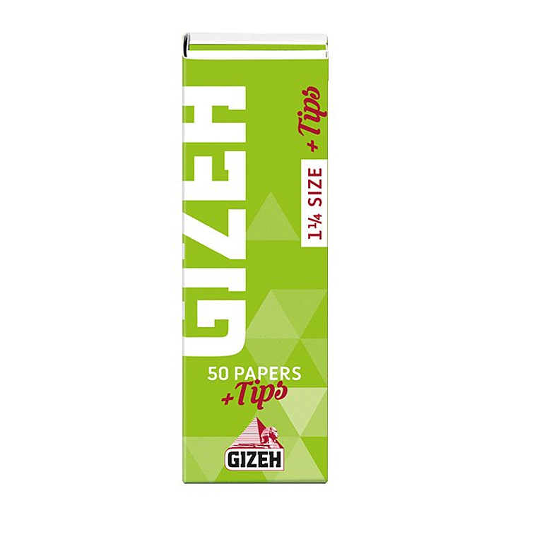 PAPELILLOS GIZEH VERDE 1 1/4 EXTRA FINE + TIPS 1