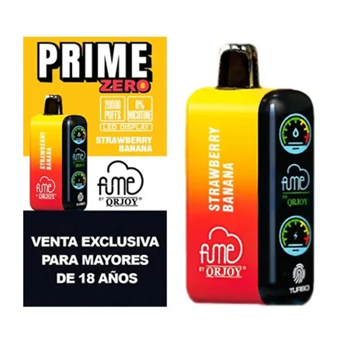 Fume Prime Zero Strawberry Banana 20000 puff 0% nic 1