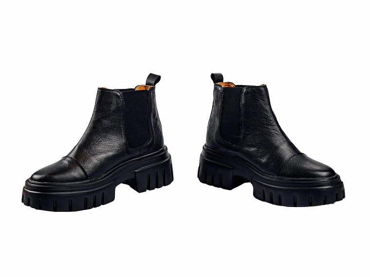 Botas chelsea mujer cuero liso color negro 3