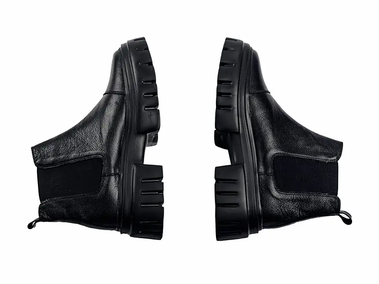 Botas chelsea mujer cuero liso color negro 4