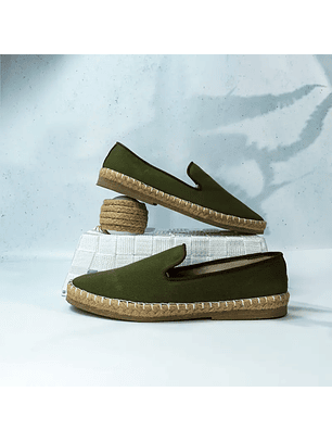Alpargatas para hombre en lona de algodón reciclado color verde militar - KELLS