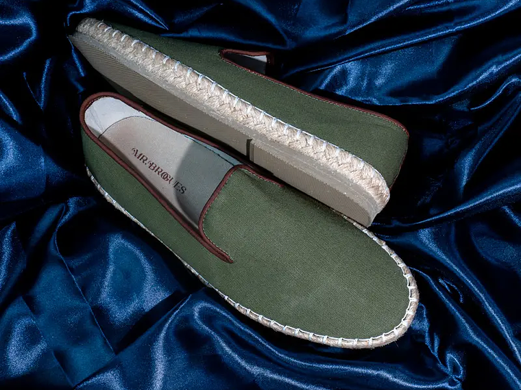 Alpargatas para hombre en lona de algodón reciclado color verde militar - KELLS 3