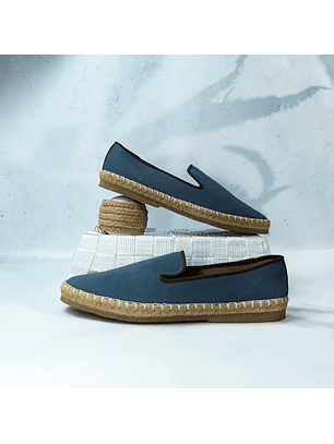 Alpargatas para hombre en lona de algodón reciclado color azul medio - KELLS