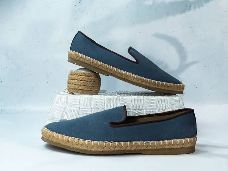 Alpargatas para hombre en lona color azul medio - KELLS 2