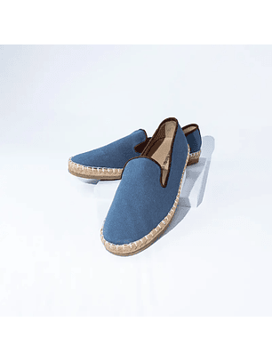 Alpargatas para hombre en lona de algodón reciclado color azul medio - KELLS