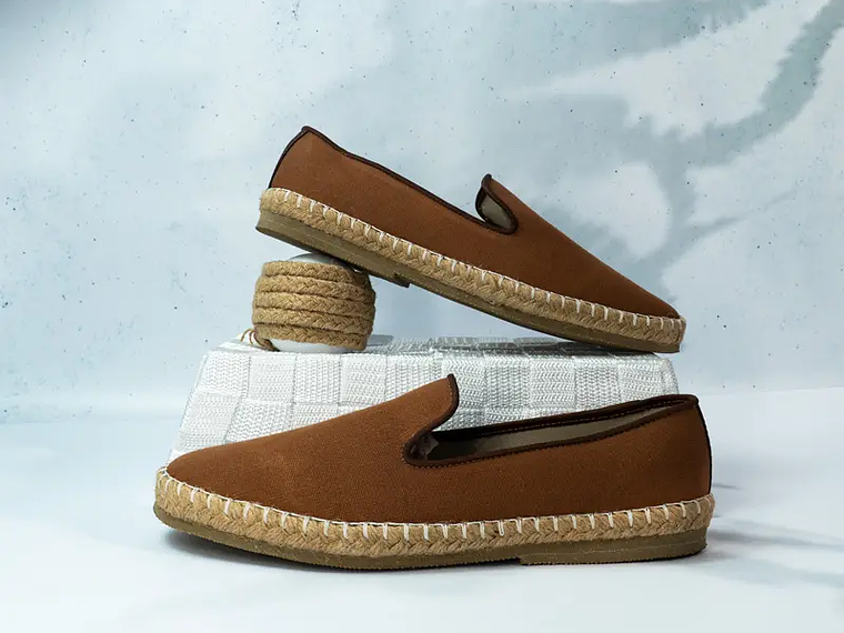 Alpargatas para hombre en lona de algodón reciclado color caramelo - KELLS 2