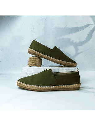 Alpargatas para hombre en Lona de algodón reciclado color verde militar - BRAE