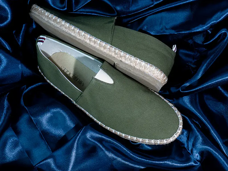 Alpargatas para hombre en Lona de algodón reciclado color verde militar - BRAE 3