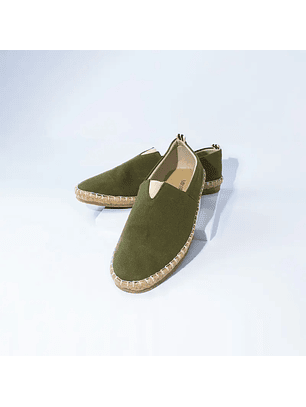 Alpargatas para hombre en Lona de algodón reciclado color verde militar - BRAE