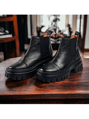 Botas chelsea mujer cuero liso color negro