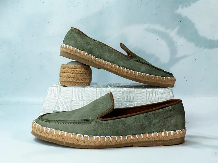 Alpargatas para hombre en cuero color verde agua - CELT 2