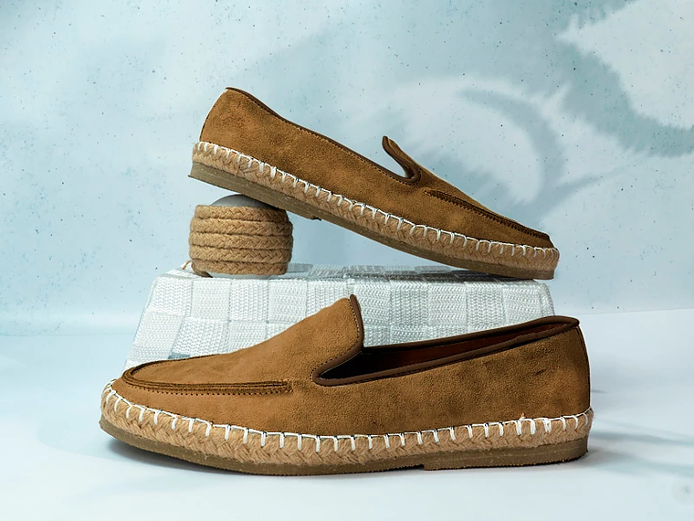 Alpargatas para hombre en cuero color caramelo - CELT 2