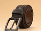 Cinturón para hombre en lona de algodón con puntera en cuero y hebilla mate color café  - Miniatura 2