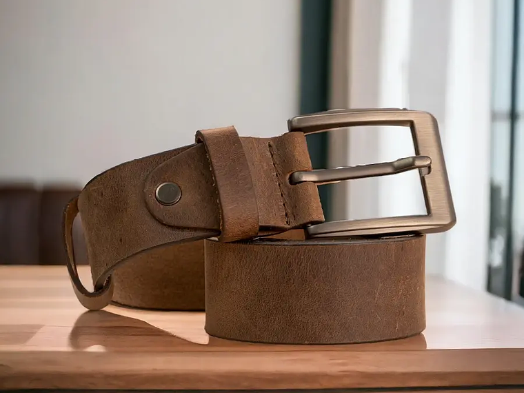 Cinturón para hombre en cuero color café  3